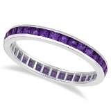 Princess-Cut Amethyst Eternity Ring Band 14k White Gold (1.36ct)