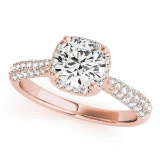 CERTIFIED 18K ROSE GOLD 1.15 CT G-H/VS-SI1 DIAMOND HALO ENGAGEMENT RING