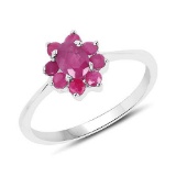 0.88 Carat Genuine Ruby .925 Sterling Silver Ring