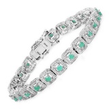 2.40 Carat Genuine Emerald .925 Sterling Silver Bracelet