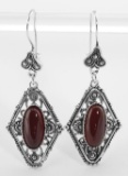 Red Agate Earrings - Sterling Silver