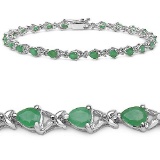 3.60 Carat Genuine Emerald .925 Sterling Silver Bracelet