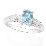 1 CARAT BABY SWISS BLUE TOPAZ & DIAMOND 925 STERLING SILVER RING