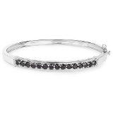 2.63 Carat Genuine Black Diamond .925 Sterling Silver Bangle