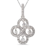 Certified 14K White Gold Dashing Diamonds Pendant 0.43 CTW