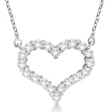 Open Heart Diamond Pendant Necklace 14k White Gold (3.10ct)