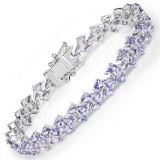 13.72 Carat Genuine Tanzanite .925 Sterling Silver Bracelet