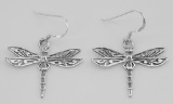 Cute Filigree Dragonfly Earrings - Sterling Silver
