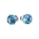 Certified 14k White Gold 6mm Round Blue Topaz Stud Earrings (2.00 CTW) 2 CTW