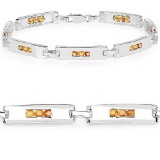 2.94 Carat Genuine Yellow Sapphire .925 Sterling Silver Bracelet