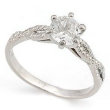 4/5 CARAT WHITE TOPAZ & DIAMOND 925 STERLING SILVER RING