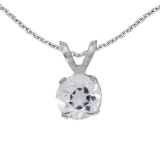 Certified 14k White Gold Round White Topaz Pendant 0.48 CTW