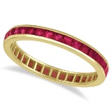 Princess-Cut Ruby Eternity Ring Band 14k Yellow Gold (1.20ct)