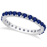 Blue Sapphire Eternity Band Wedding Ring 14K White Gold (0.50ct)