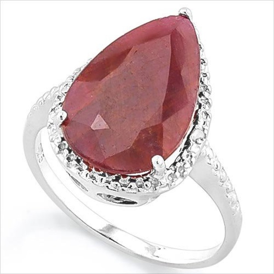 6 CARAT RUBY & DIAMOND 925 STERLING SILVER RING