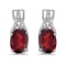 Certified 10k White Gold Oval Garnet And Diamond Earrings 1.42 CTW