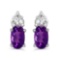 Certified 10k White Gold Oval Amethyst Earrings 0.36 CTW