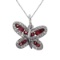 Certified 14k White Gold Ruby Butterfly Pendant 0.37 CTW