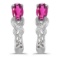 Certified 10k White Gold Oval Pink Topaz And Diamond Earrings 0.51 CTW
