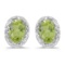 Certified 10k White Gold Oval Peridot And Diamond Earrings 0.82 CTW