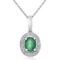 Certified 14k White Gold Oval Emerald and Diamond Pendant 0.41 CTW