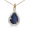 Certified 10k Yellow Gold Pear Sapphire Pendant 0.65 CTW