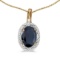 Certified 10k Yellow Gold Oval Sapphire And Diamond Pendant 0.41 CTW