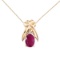 Certified 14k Yellow Gold 7x5mm Oval Ruby and Diamond Pendant 0.71 CTW