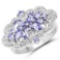 0.99 Carat Genuine Tanzanite and White Topaz .925 Sterling Silver Ring