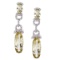 Certified 14k White Gold Oval Dangle Lemon Quartz And Diamond Earrings 9.76 CTW