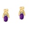 Certified 14k Yellow Gold 6x4 mm Amethyst and Diamond Oval Shaped Earrings 0.66 CTW