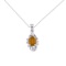 Certified 10k White Gold Oval Citrine And Diamond Pendant 0.66 CTW