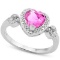 1 2/5 CARAT CREATED PINK SAPPHIRE & DIAMOND 925 STERLING SILVER RING