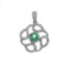 Certified 14k White Gold Emerald Diamond Circle Pendant 0.49 CTW