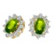 Certified 10k Yellow Gold Oval Peridot and .25 total CTW Diamond Earrings 1.05 CTW