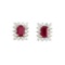 Certified 14k Yellow Gold Diamond and OCTWagonal Ruby Earring 1.8 CTW