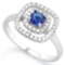 3/5 CARAT CREATED BLUE SAPPHIRE & 2/5 CARAT (44 PCS) FLAWLESS CREATED DIAMOND 925 STERLING SILVER HA