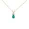 Certified 14K Yellow Gold Pear Shaped Emerald Pendant with Diamonds 0.45 CTW