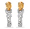 Certified 10k White Gold Oval Citrine And Diamond Earrings 0.31 CTW