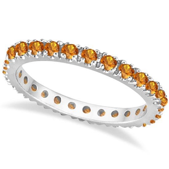 Citrine Eternity Stackable Ring Band 14K White Gold (0.75ct)