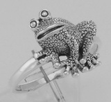 Cute Frog Ring - Toad Ring - Sterling Silver