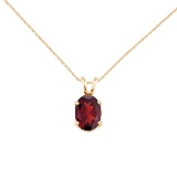 Certified 14k Yellow Gold Oval Garnet Pendant 0.9 CTW