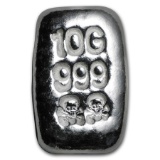 10 gram Silver Bar - Skull & Bones (Atlantis Mint)