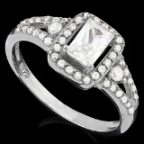 5 1/3 CARAT (47 PCS) FLAWLESS CREATED DIAMOND 925 STERLING SILVER HALO RING