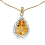 Certified 10k Yellow Gold Pear Citrine Pendant 0.54 CTW