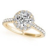 CERTIFIED 18K YELLOW GOLD 1.32 CT G-H/VS-SI1 DIAMOND HALO ENGAGEMENT RING