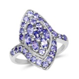 1.40 Carat Genuine Tanzanite .925 Sterling Silver Ring