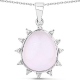 5.07 Carat Genuine Rose Quartz and White Topaz .925 Sterling Silver Pendant