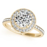 CERTIFIED 18K YELLOW GOLD 1.54 CT G-H/VS-SI1 DIAMOND HALO ENGAGEMENT RING