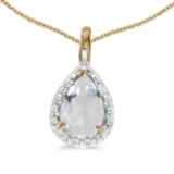 Certified 10k Yellow Gold Pear White Topaz Pendant 0.84 CTW